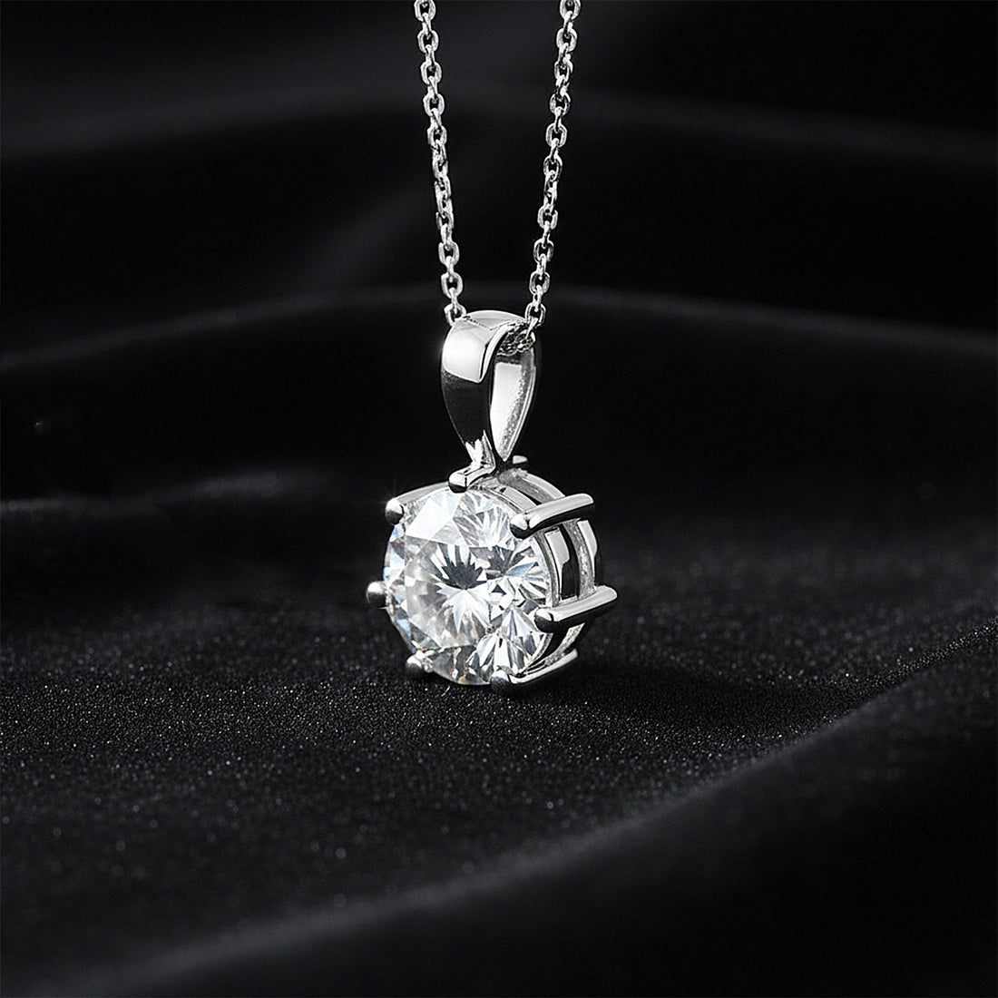 3.45 ct DEW Certified Round Cut White Moissanite Solitaire Pendant in 18K Gold Plated Vermeil