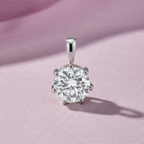 3.45 ct DEW Certified Round Cut White Moissanite Solitaire Pendant in 18K Gold Plated Vermeil