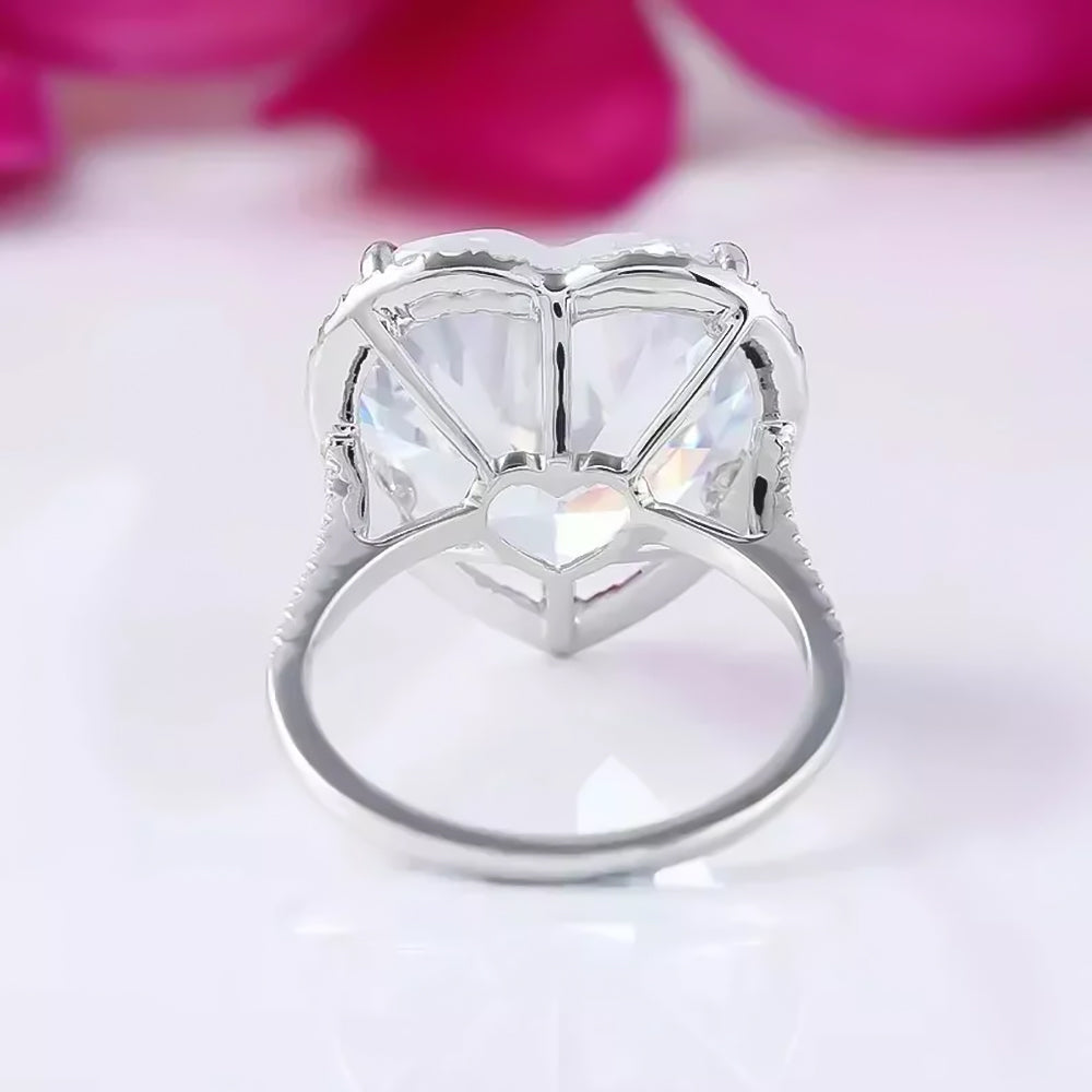 6.7ct DEW White Moissanite Heart Solitaire Ring