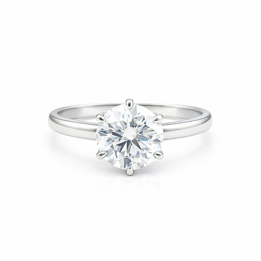 2.70 ct DEW Round Cut White Moissanite Solitaire Ring Certified 18K Gold Plated