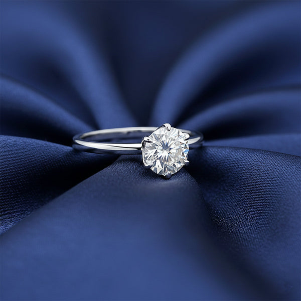 2.70 ct DEW Round Cut White Moissanite Solitaire Ring Certified 18K Gold Plated