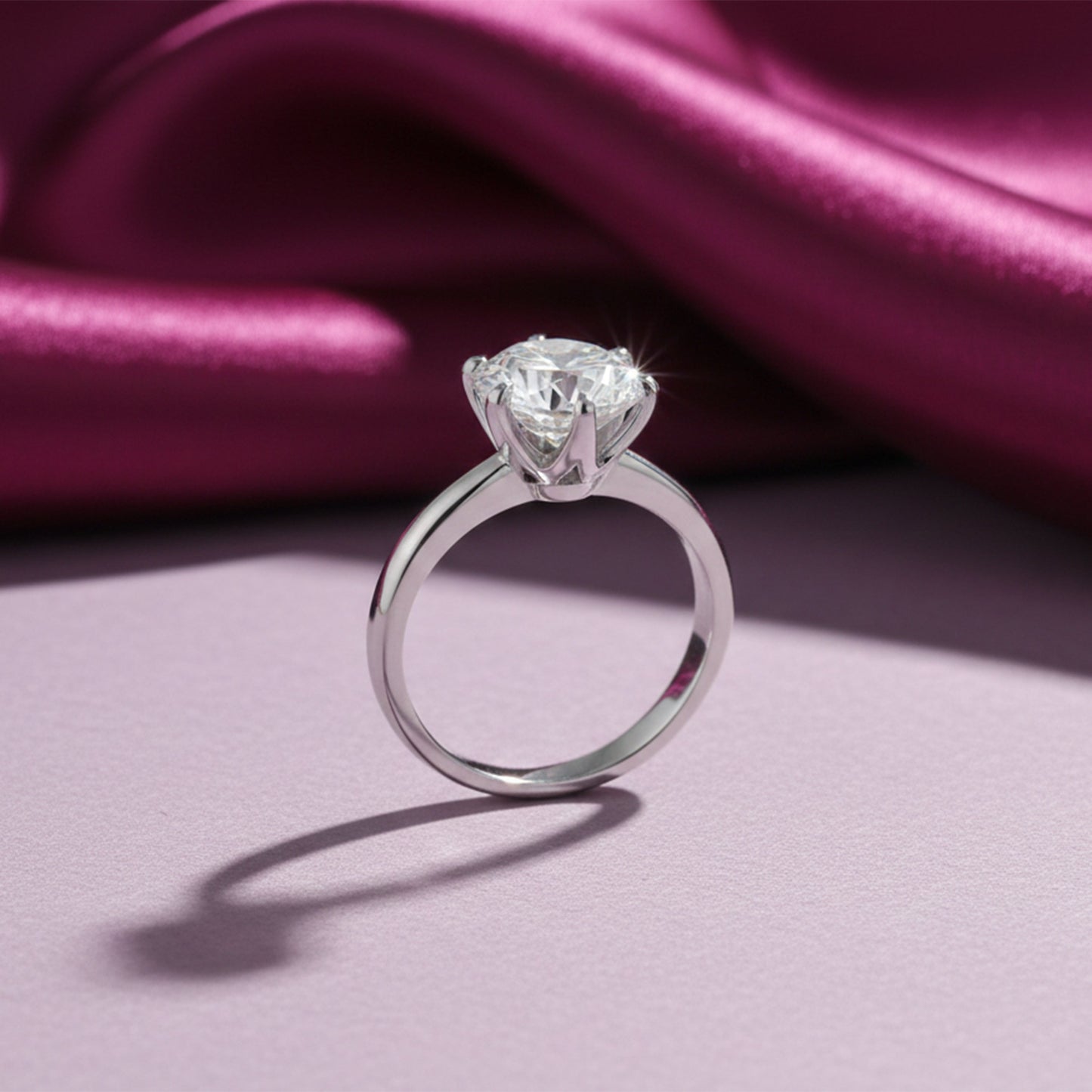 2.70 ct DEW Round Cut White Moissanite Solitaire Ring Certified 18K Gold Plated