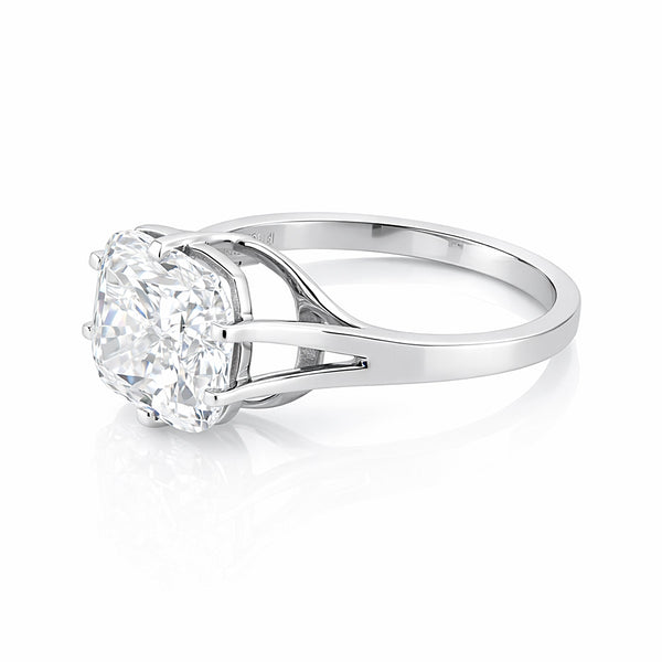 6 ct DEW Certified Radiant Cut White Soliaire Moissanite Gold Vermeil Ring