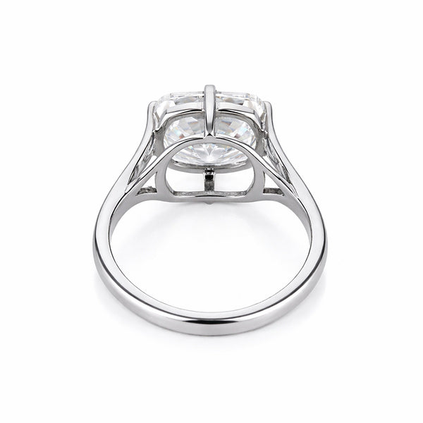 6 ct DEW Certified Radiant Cut White Soliaire Moissanite Gold Vermeil Ring