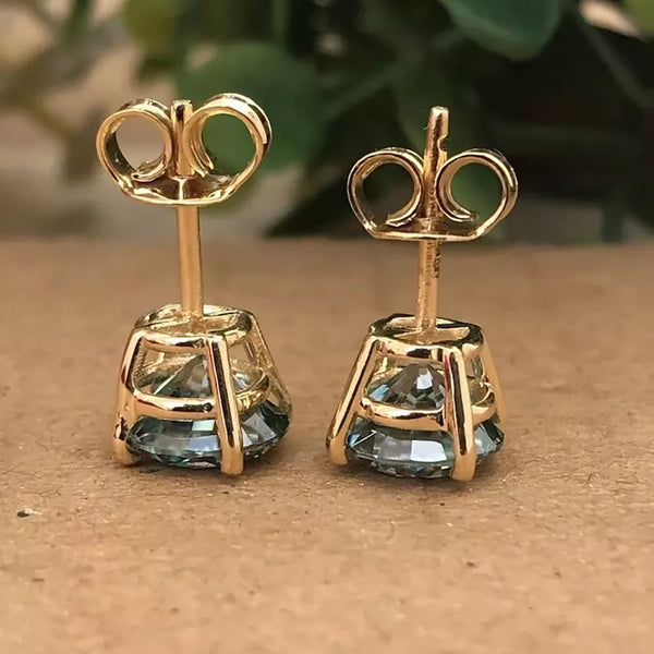 5.00ct DEW Blue Moissanite Round Stud Earrings