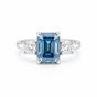 2.50 Ct Cushion Cut Blue Lab Grown Diamond Ring — VS1 Clarity, 18k Gold Vermeil