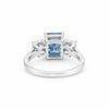 Close-up of cushion cut fancy blue lab diamond, VS1 clarity, full crown view