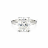 7.10 Cts Certified Emerald Cut Solitaire White Moissanite Ring 18K Gold Plated Vermeil