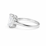 7.10 Cts Certified Emerald Cut Solitaire White Moissanite Ring 18K Gold Plated Vermeil