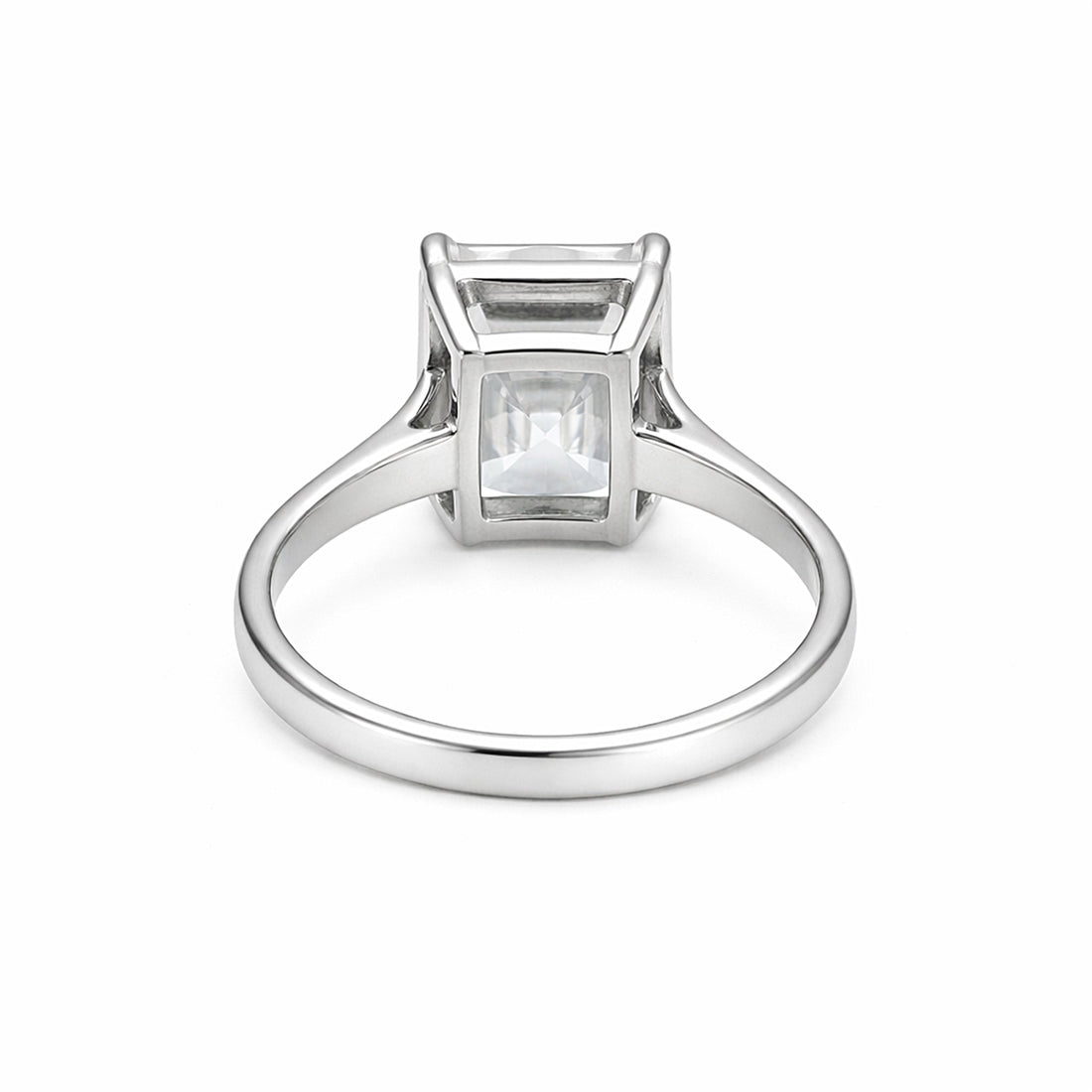 7.10 Cts Certified Emerald Cut Solitaire White Moissanite Ring 18K Gold Plated Vermeil