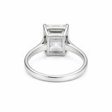 7.10 Cts Certified Emerald Cut Solitaire White Moissanite Ring 18K Gold Plated Vermeil