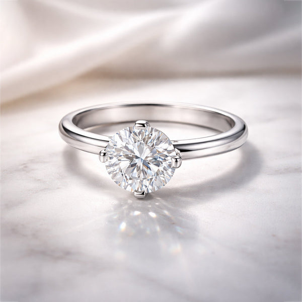 8.5ct DEW White Moissanite Round Solitaire Ring