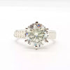 6.6ct DEW White Moissanite Round Solitaire Ring