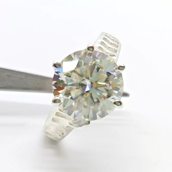 6.6ct DEW White Moissanite Round Solitaire Ring