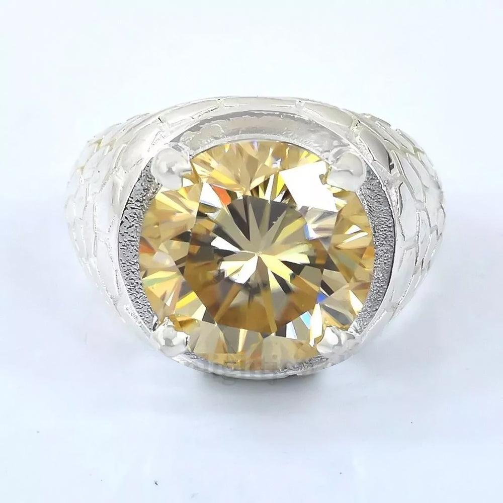 7.1ct DEW Champagne Moissanite Round Solitaire Ring