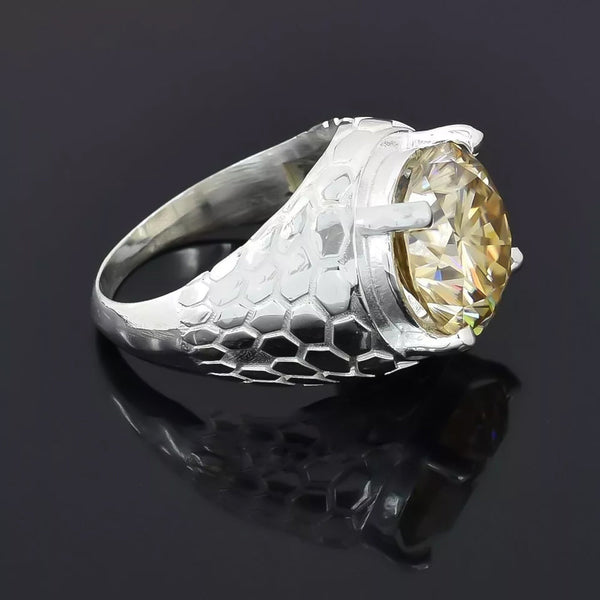 7.1ct DEW Champagne Moissanite Round Solitaire Ring