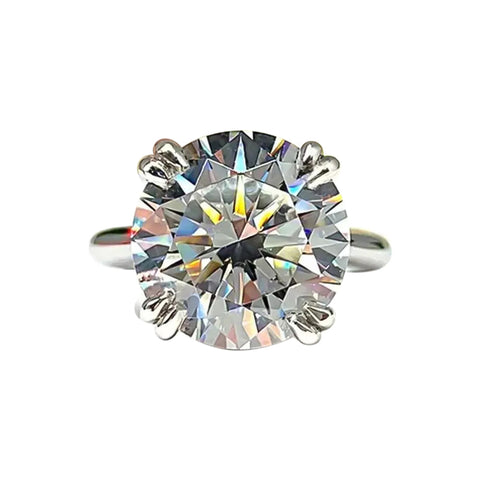 6.65 ct DEW Certified Round Cut White Moissanite Solitaire Ring Gold Vermeil