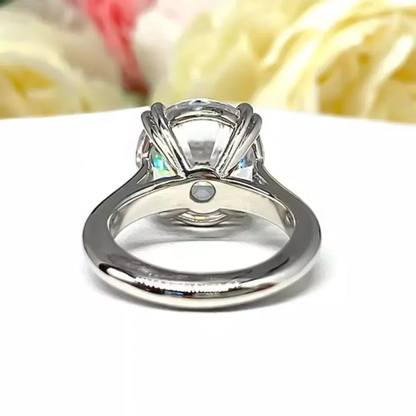 6.65 ct DEW Certified Round Cut White Moissanite Solitaire Ring Gold Vermeil