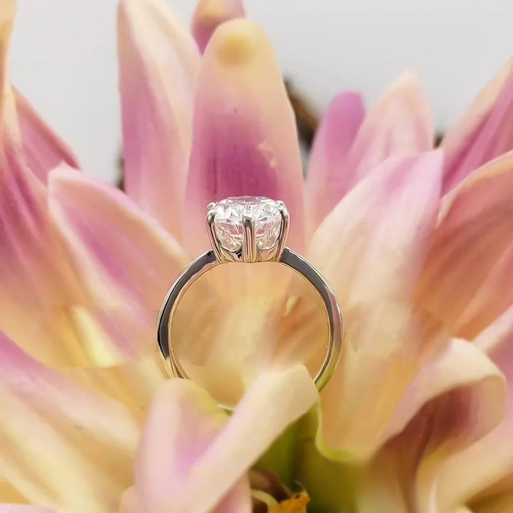 4.85ct DEW White Moissanite Oval Solitaire Ring