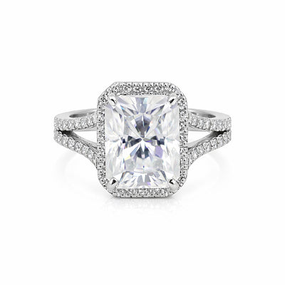 5 Ct Emerald Cut Lab Grown Diamond Ring — VS1 Clarity, 18k White Gold Vermeil