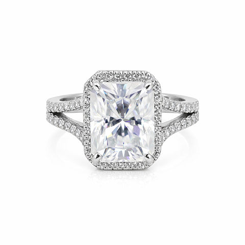 7.50 ct DEW Certified Radiant Cut White Moissanite Solitaire Ring In 18K Gold Plated Ve 18K Gold Plated