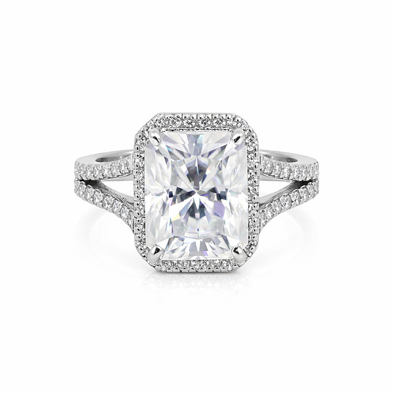 7.50 ct DEW Certified Radiant Cut White Moissanite Solitaire Ring In 18K Gold Plated Ve 18K Gold Plated
