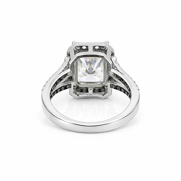 5 Ct Emerald Cut Lab Grown Diamond Ring — VS1 Clarity, 18k White Gold Vermeil