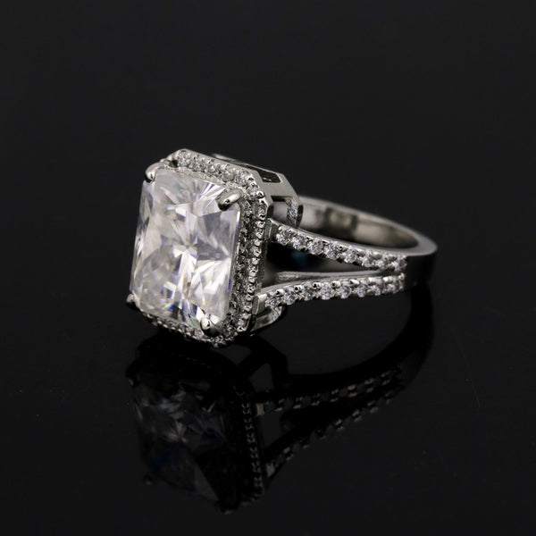 5 Ct Emerald Cut Lab Grown Diamond Ring — VS1 Clarity, 18k White Gold Vermeil