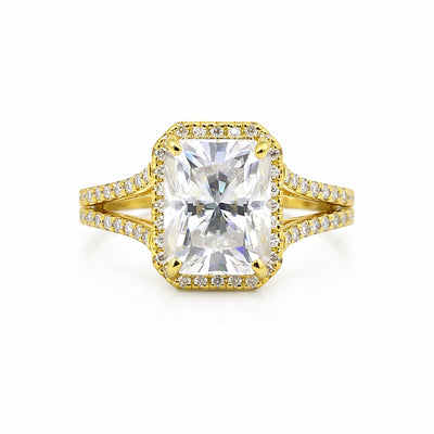 5 Ct Emerald Cut Lab Grown Diamond Ring — VS1 Clarity, 18k Yellow Gold Vermeil