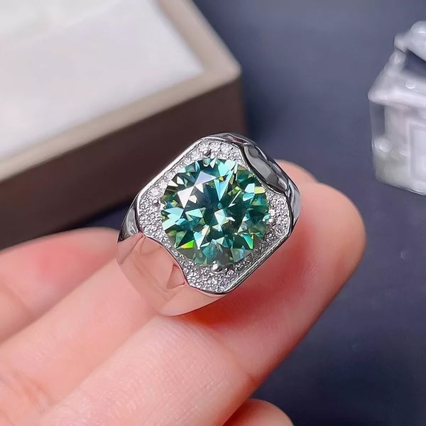 5.8ct DEW Blue Moissanite Round Solitaire Ring