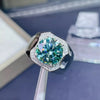 5.8ct DEW Blue Moissanite Round Solitaire Ring
