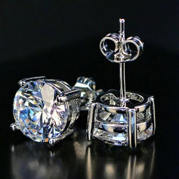 4.20ct DEW White Moissanite Round Stud Earrings
