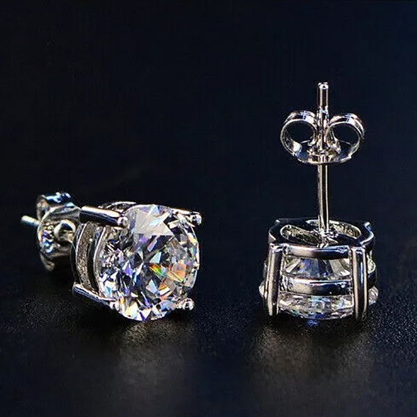 4.20ct DEW White Moissanite Round Stud Earrings
