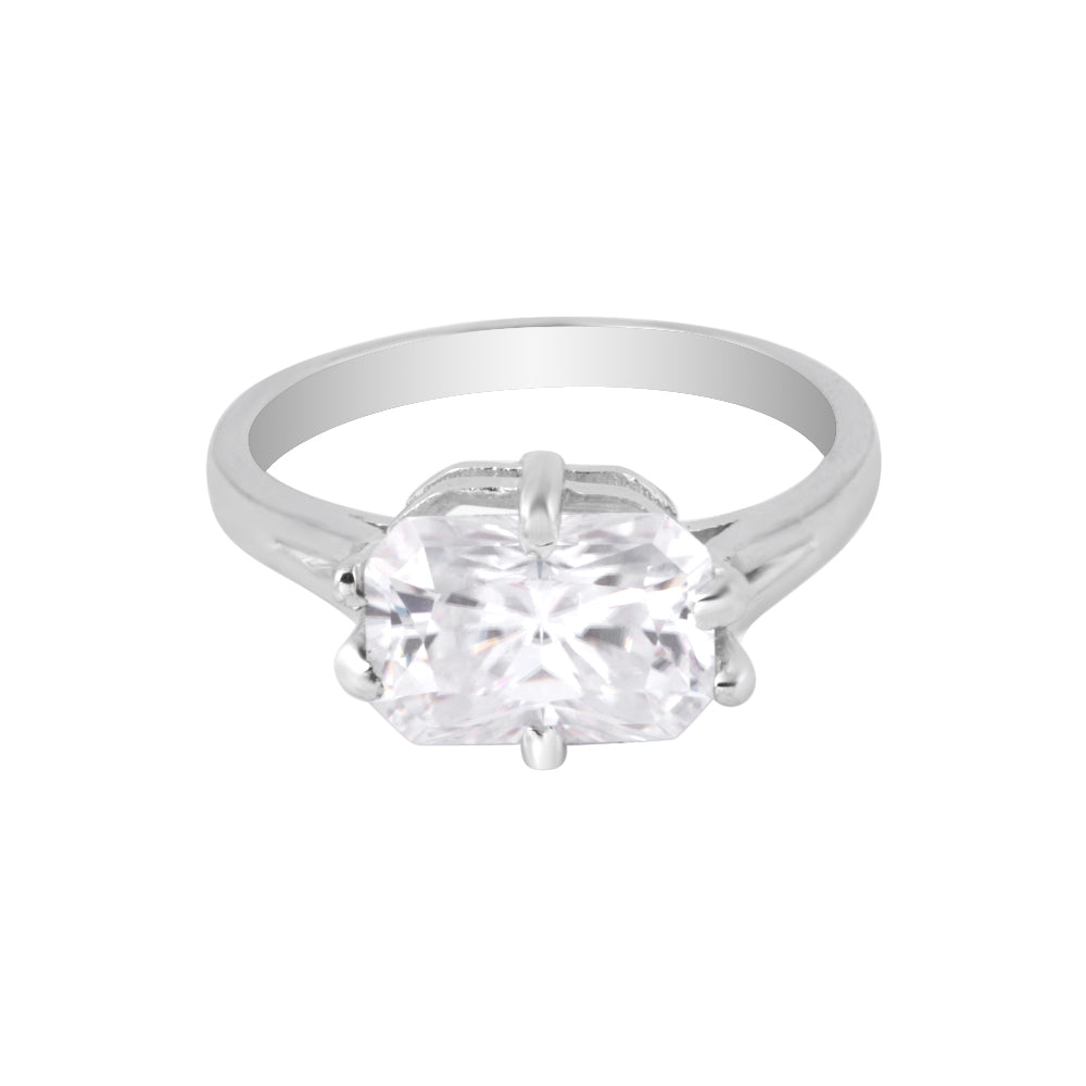 24.30 ct DEW Certified Radiant Cut White Solitaire Moissanite Gold Vermeil Ring
