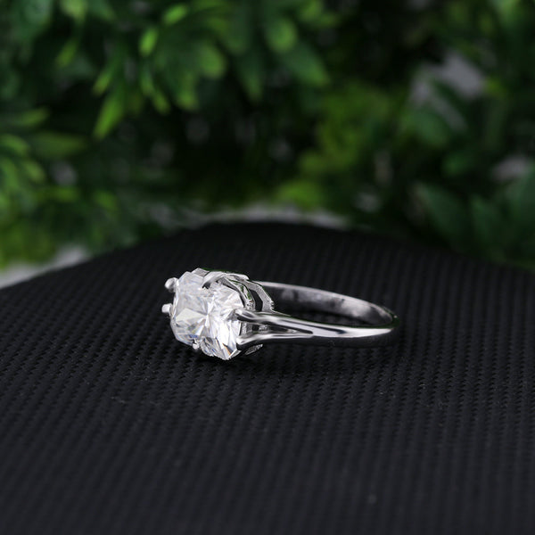 24.30 ct DEW Certified Radiant Cut White Solitaire Moissanite Gold Vermeil Ring