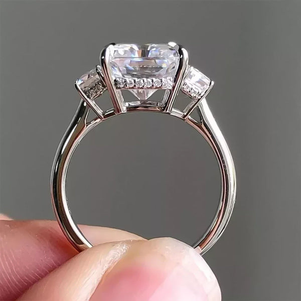 5.7ct DEW White Moissanite Radiant Solitaire Ring