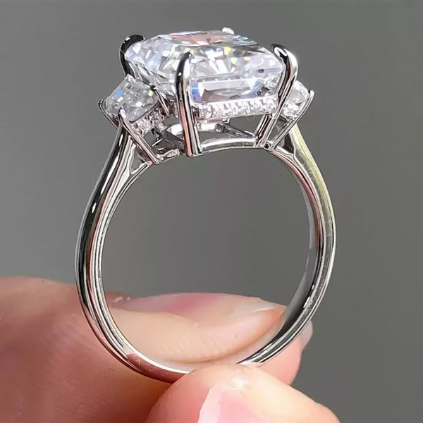 5.7ct DEW White Moissanite Radiant Solitaire Ring