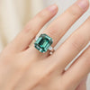 7.8ct DEW Blue Moissanite Emerald Solitaire Ring