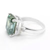 7.8ct DEW Blue Moissanite Emerald Solitaire Ring