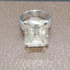 12.65ct DEW White Moissanite Emerald Solitaire Ring