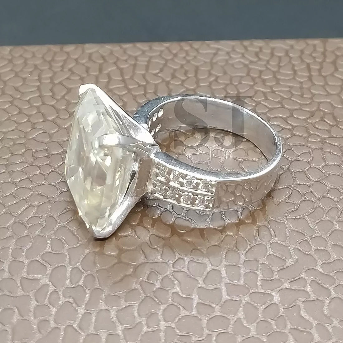 12.65ct DEW White Moissanite Emerald Solitaire Ring