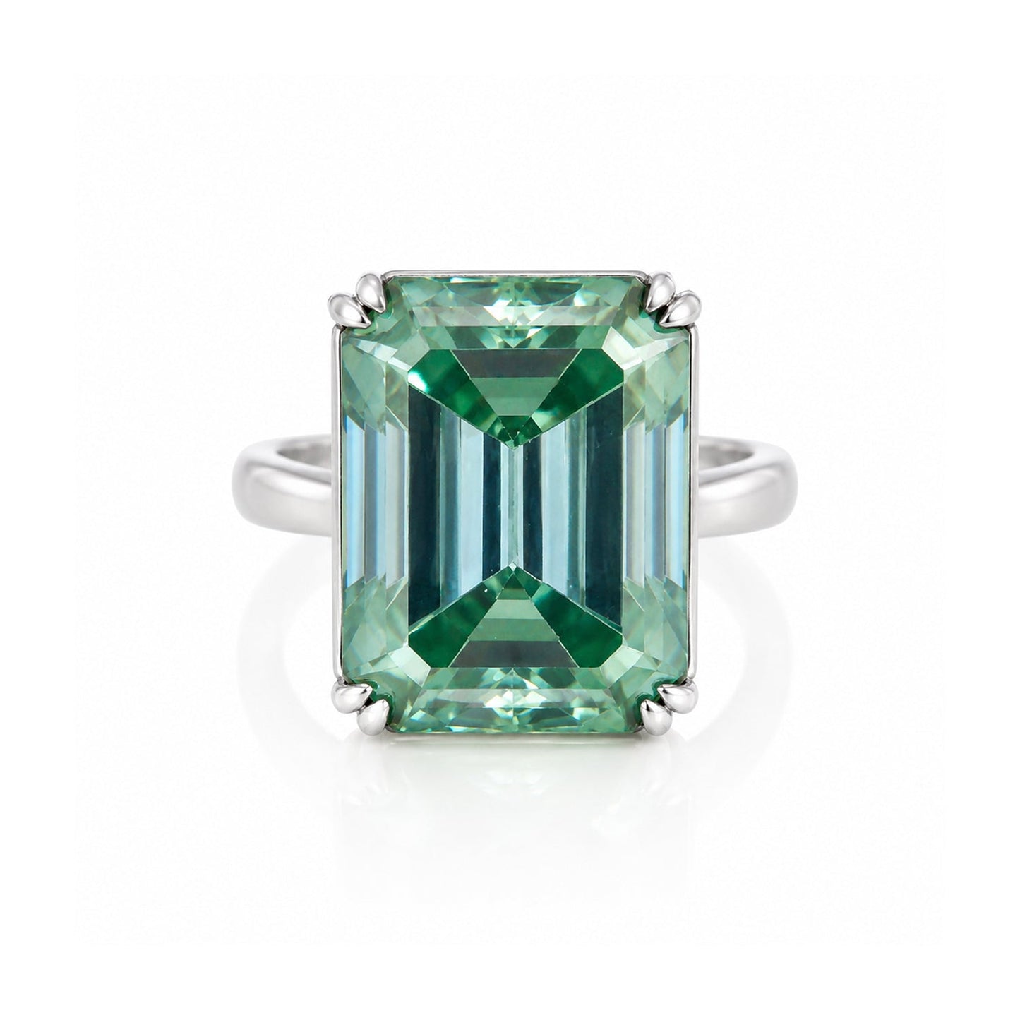 32.60 ct DEW EGL Certified Radiant Cut Blue Moissanite Ring In 18K Gold Plated