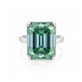32.60 ct DEW Radiant Cut Blue Moissanite Ring 18K Gold Plated