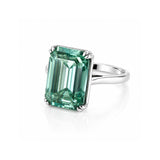 32.60 ct DEW Radiant Cut Blue Moissanite Ring 18K Gold Plated