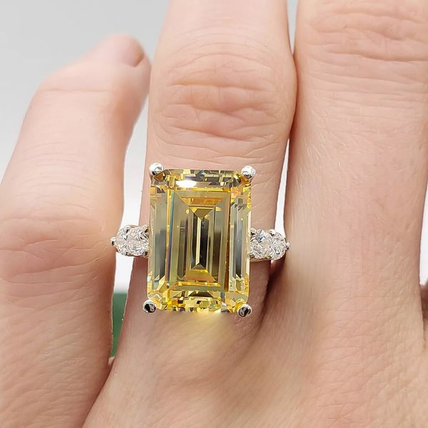 7.5ct DEW Champagne Moissanite Emerald Solitaire Ring