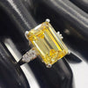 7.5ct DEW Champagne Moissanite Emerald Solitaire Ring