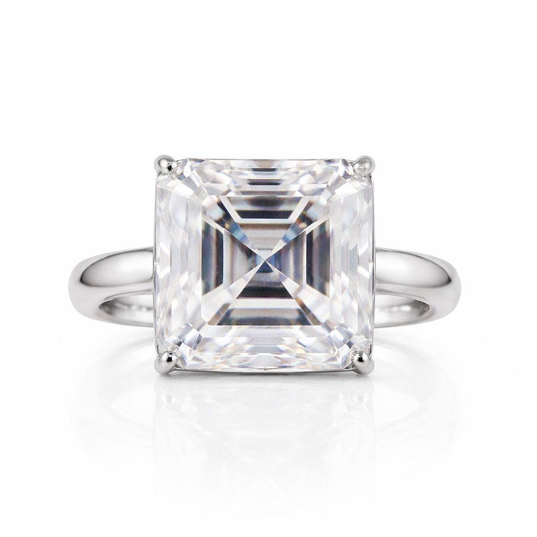 16.1ct DEW White Moissanite Radiant Solitaire Ring
