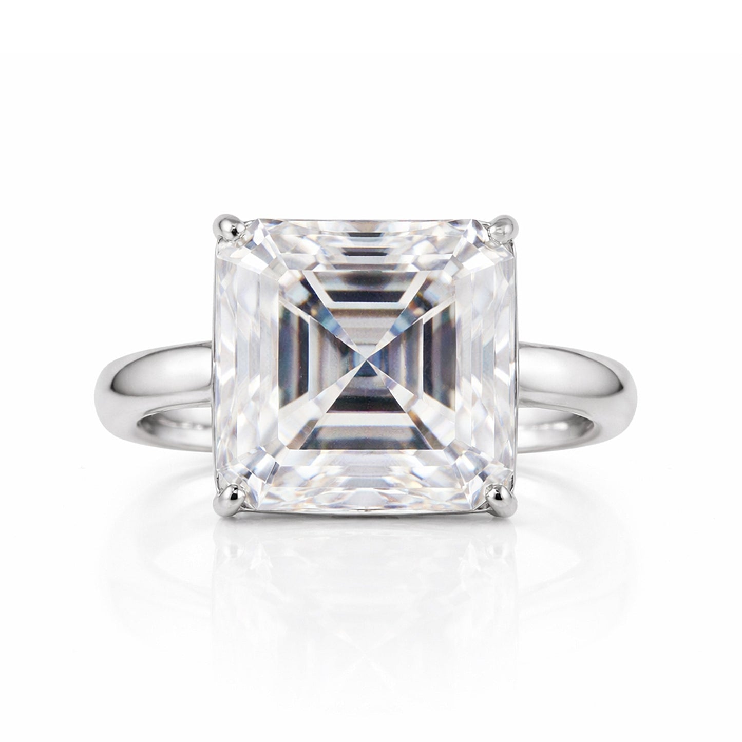 16.1ct DEW White Moissanite Radiant Solitaire Ring