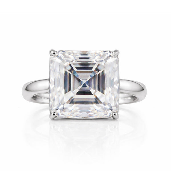 16.1ct DEW White Moissanite Radiant Solitaire Ring