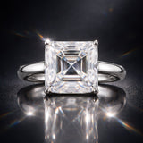 16.1ct DEW White Moissanite Radiant Solitaire Ring